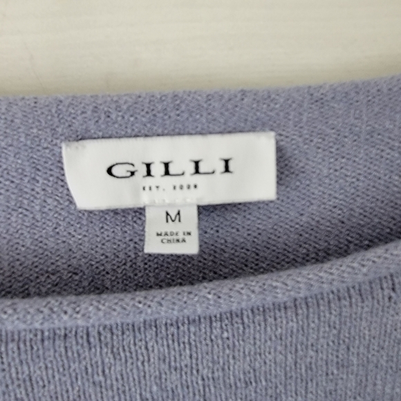 Medium Gilli Hello Beautiful Blue Grey Sweater Top - Picture 5 of 5